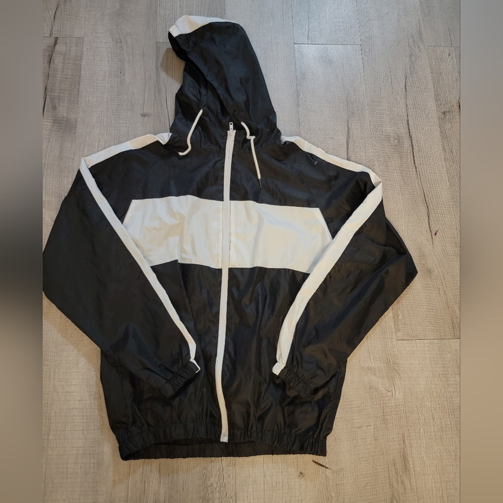 Stylish Black and White Windbreaker for Men